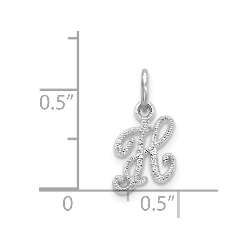 Million Charms 14K White Gold Themed Casted Alphabet Letter Initial H Charm
