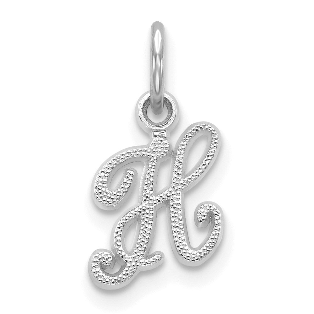 Million Charms 14K White Gold Themed Casted Alphabet Letter Initial H Charm