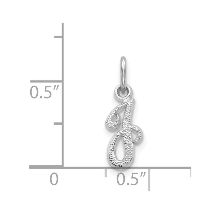 Million Charms 14K White Gold Themed Casted Alphabet Letter Initial J Charm