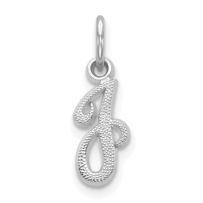 Million Charms 14K White Gold Themed Casted Alphabet Letter Initial J Charm