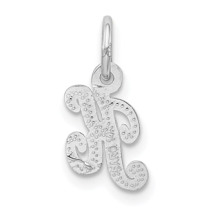 Million Charms 14K White Gold Themed Casted Alphabet Letter Initial K Charm