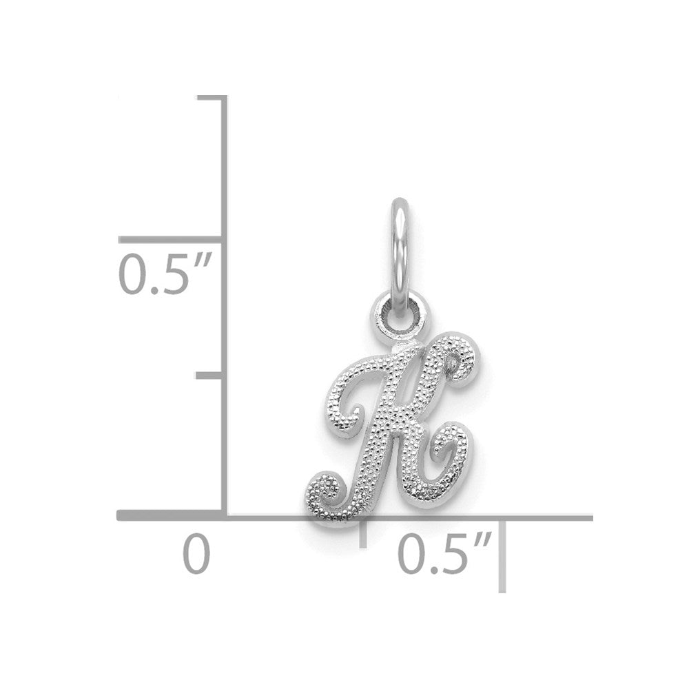 Million Charms 14K White Gold Themed Casted Alphabet Letter Initial K Charm