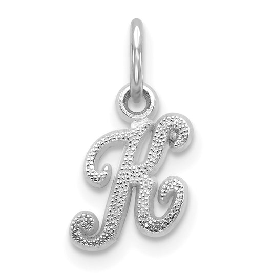 Million Charms 14K White Gold Themed Casted Alphabet Letter Initial K Charm