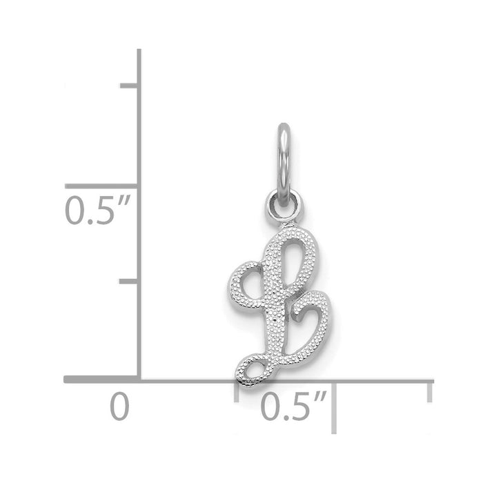 Million Charms 14K White Gold Themed Casted Alphabet Letter Initial L Charm