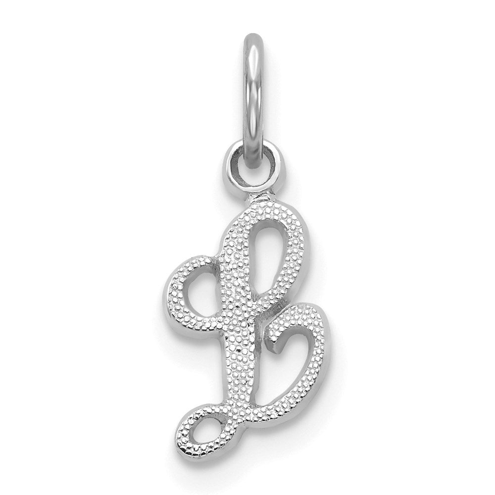Million Charms 14K White Gold Themed Casted Alphabet Letter Initial L Charm