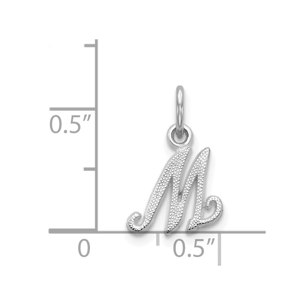 Million Charms 14K White Gold Themed Casted Alphabet Letter Initial M Charm
