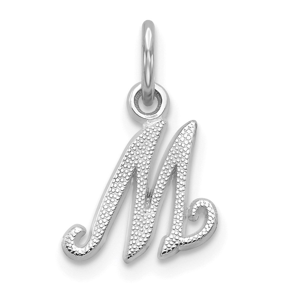 Million Charms 14K White Gold Themed Casted Alphabet Letter Initial M Charm