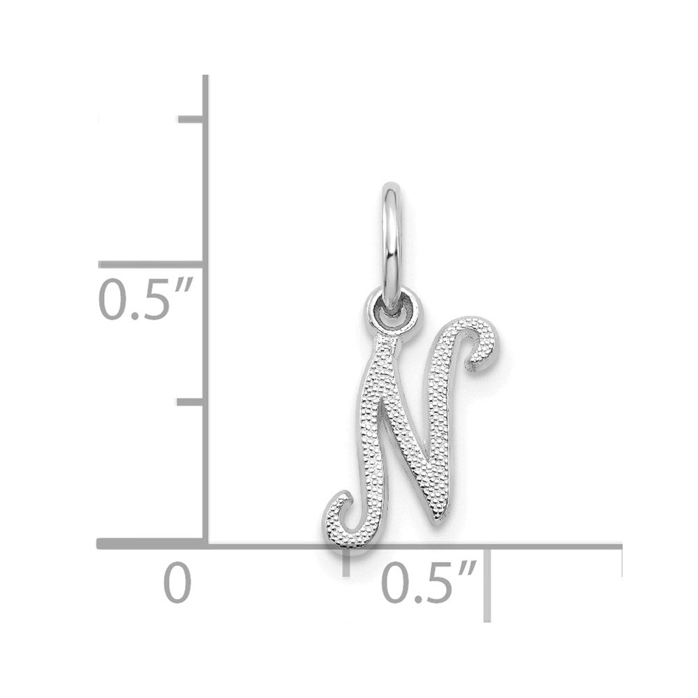 Million Charms 14K White Gold Themed Casted Alphabet Letter Initial N Charm
