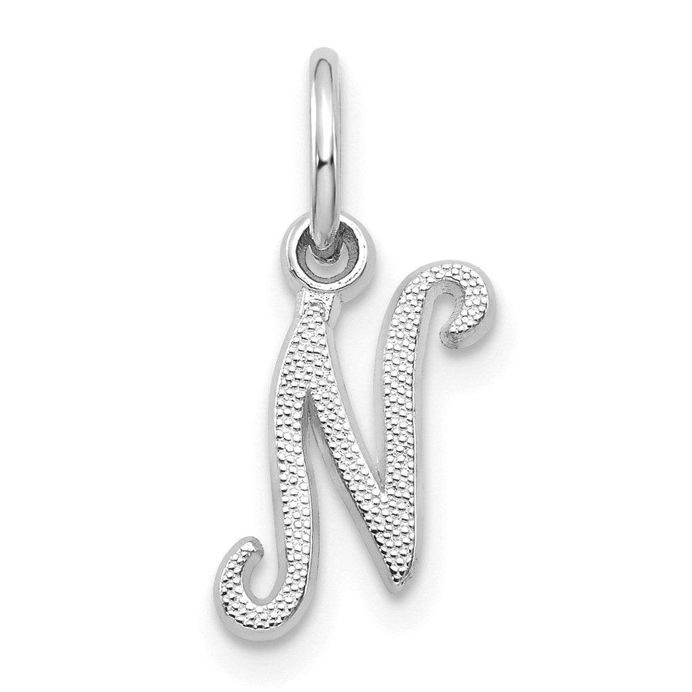 Million Charms 14K White Gold Themed Casted Alphabet Letter Initial N Charm