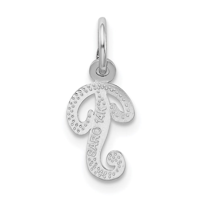 Million Charms 14K White Gold Themed Casted Alphabet Letter Initial P Charm