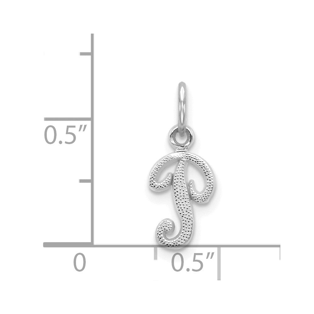 Million Charms 14K White Gold Themed Casted Alphabet Letter Initial P Charm