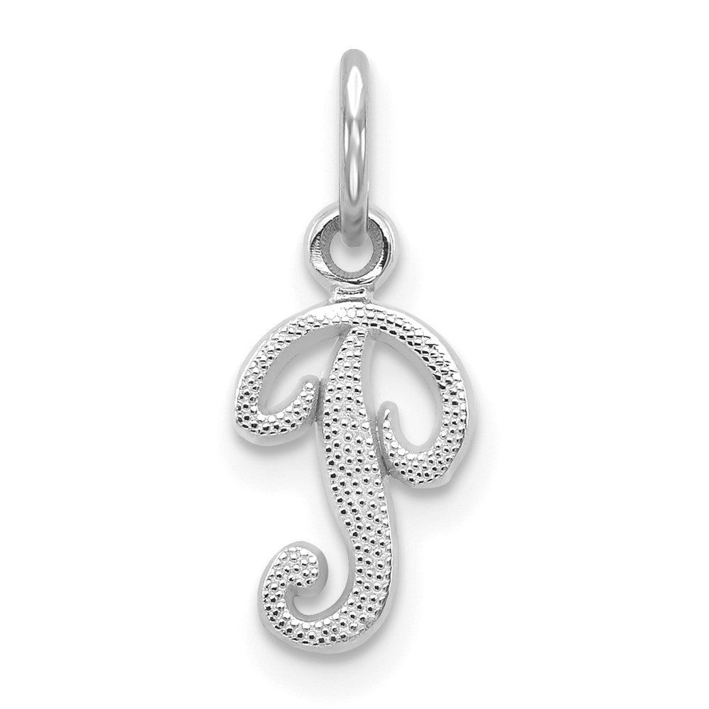 Million Charms 14K White Gold Themed Casted Alphabet Letter Initial P Charm