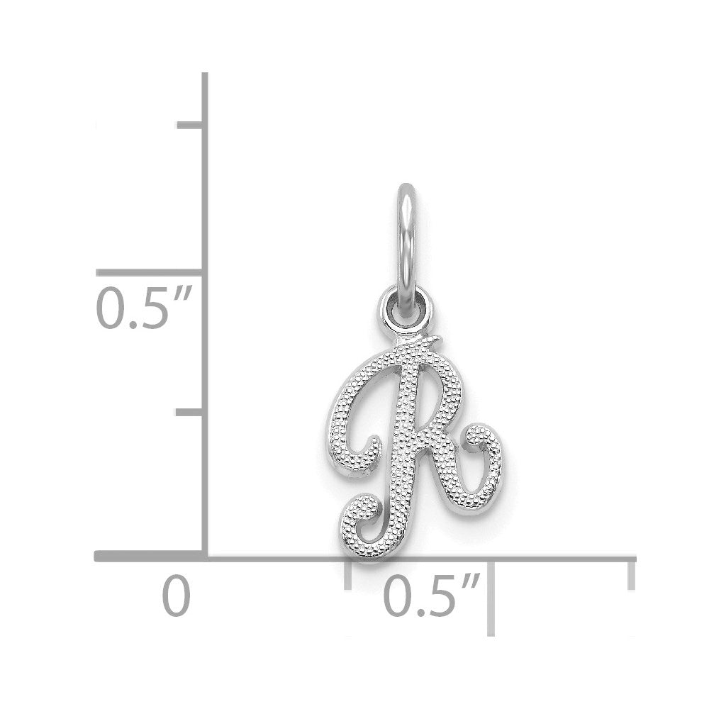 Million Charms 14K White Gold Themed Casted Alphabet Letter Initial R Charm