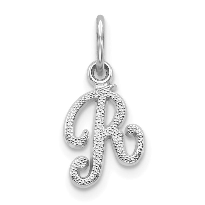 Million Charms 14K White Gold Themed Casted Alphabet Letter Initial R Charm