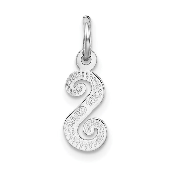Million Charms 14K White Gold Themed Casted Alphabet Letter Initial S Charm