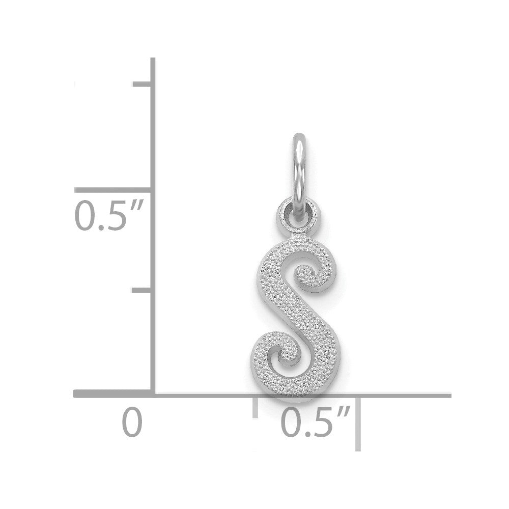 Million Charms 14K White Gold Themed Casted Alphabet Letter Initial S Charm
