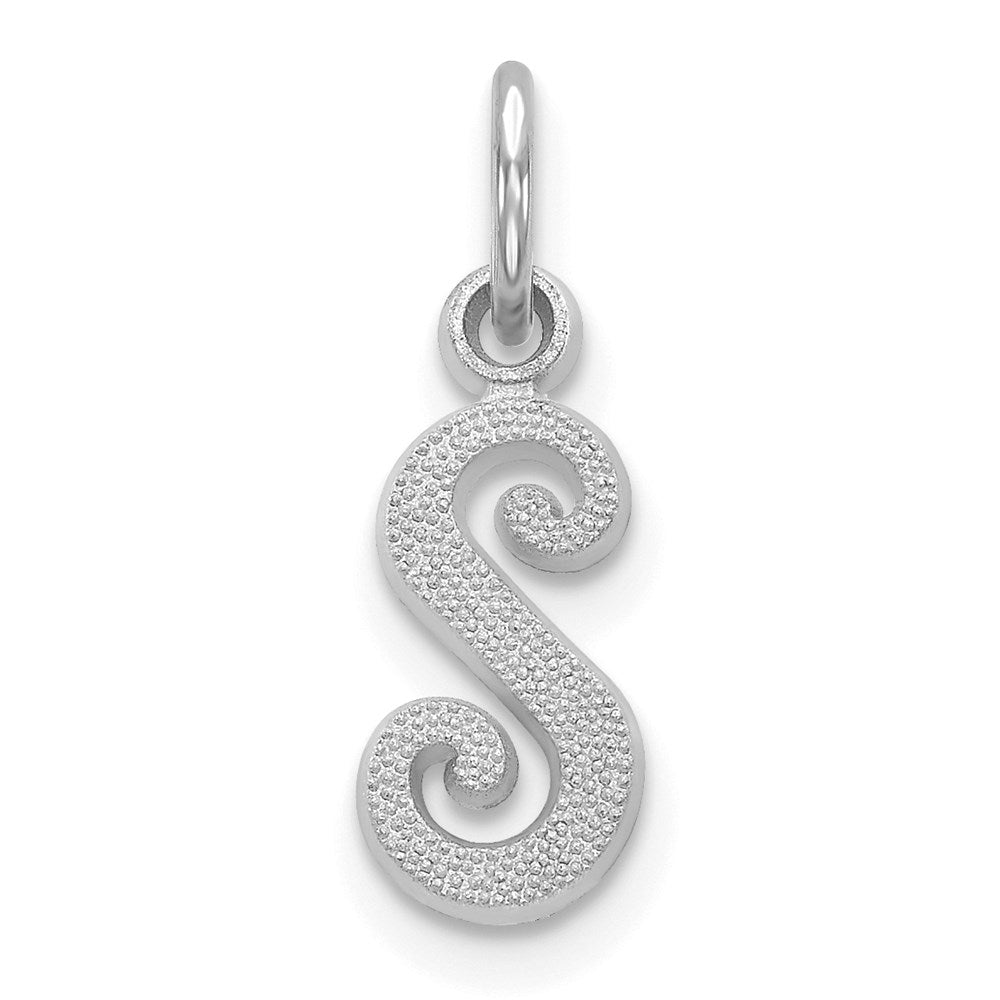 Million Charms 14K White Gold Themed Casted Alphabet Letter Initial S Charm