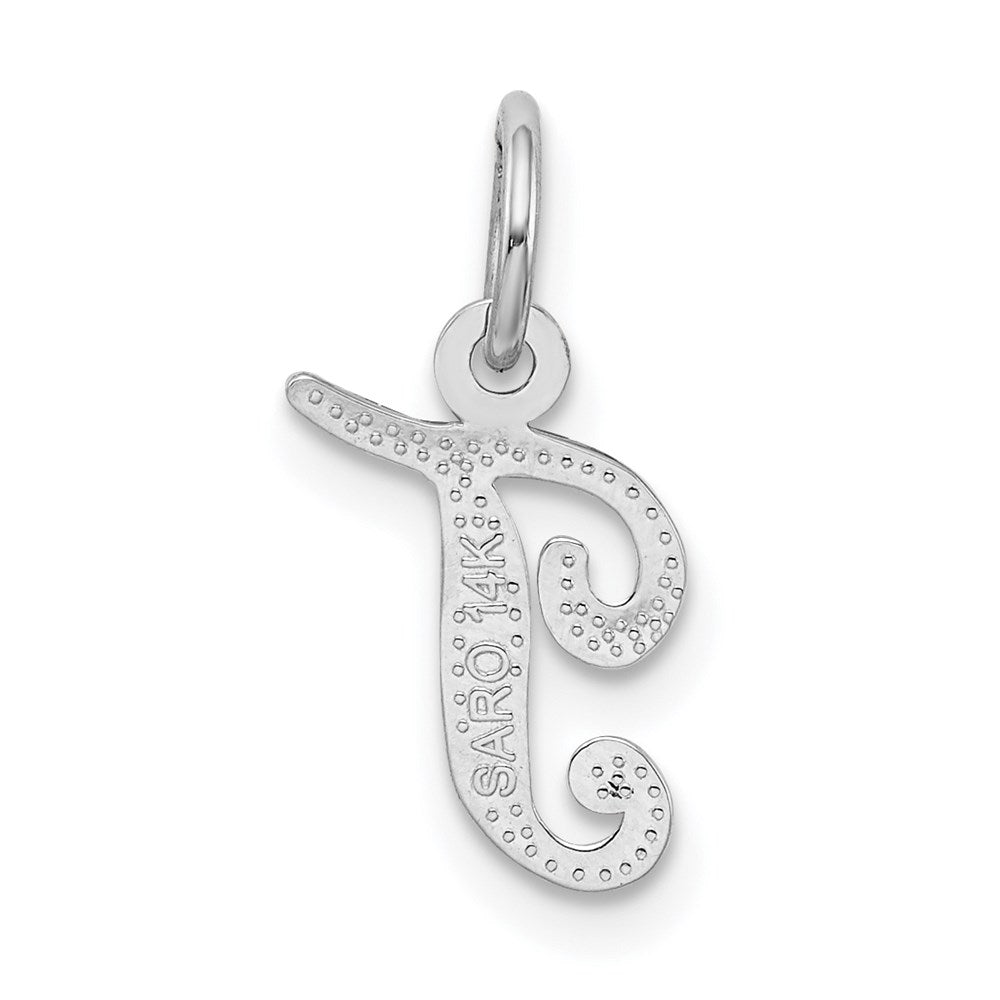 Million Charms 14K White Gold Themed Casted Alphabet Letter Initial T Charm