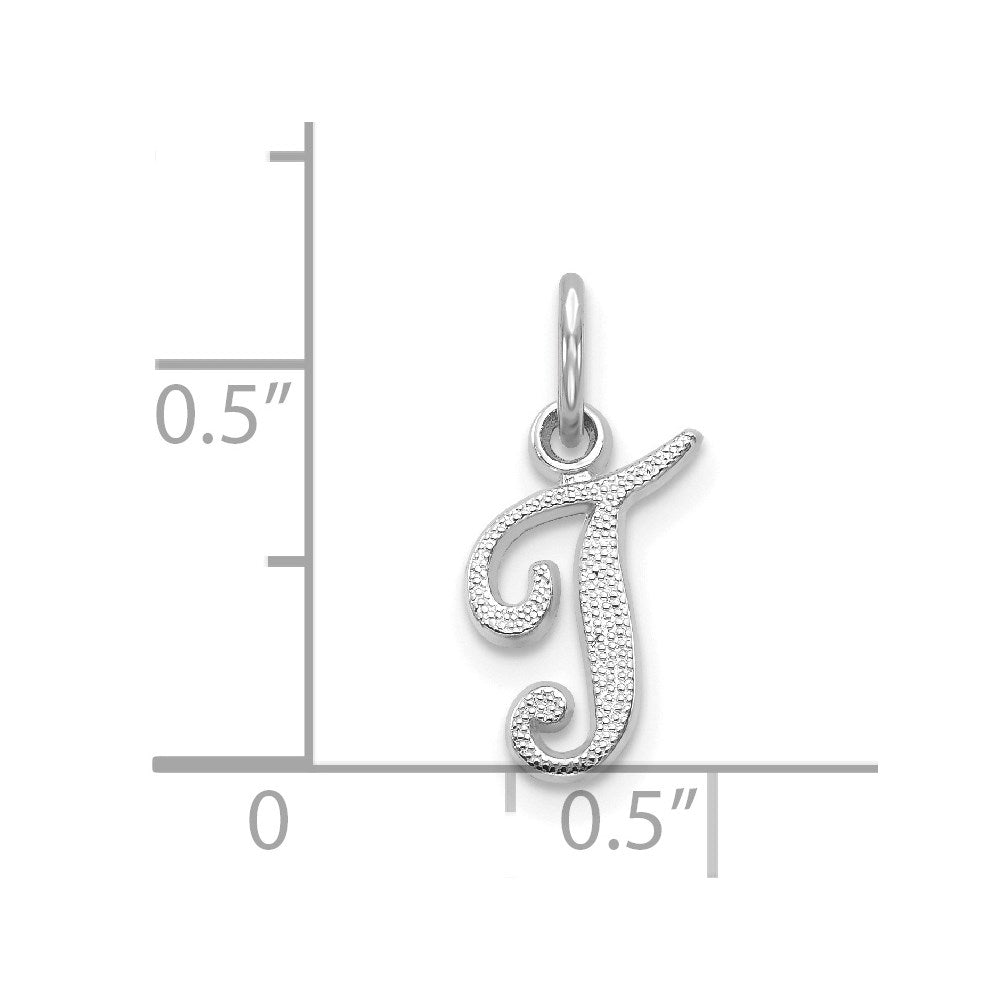 Million Charms 14K White Gold Themed Casted Alphabet Letter Initial T Charm