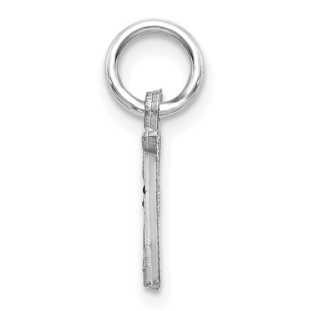 Million Charms 14K White Gold Themed Diamond-Cut Alphabet Letter Initial A Charm
