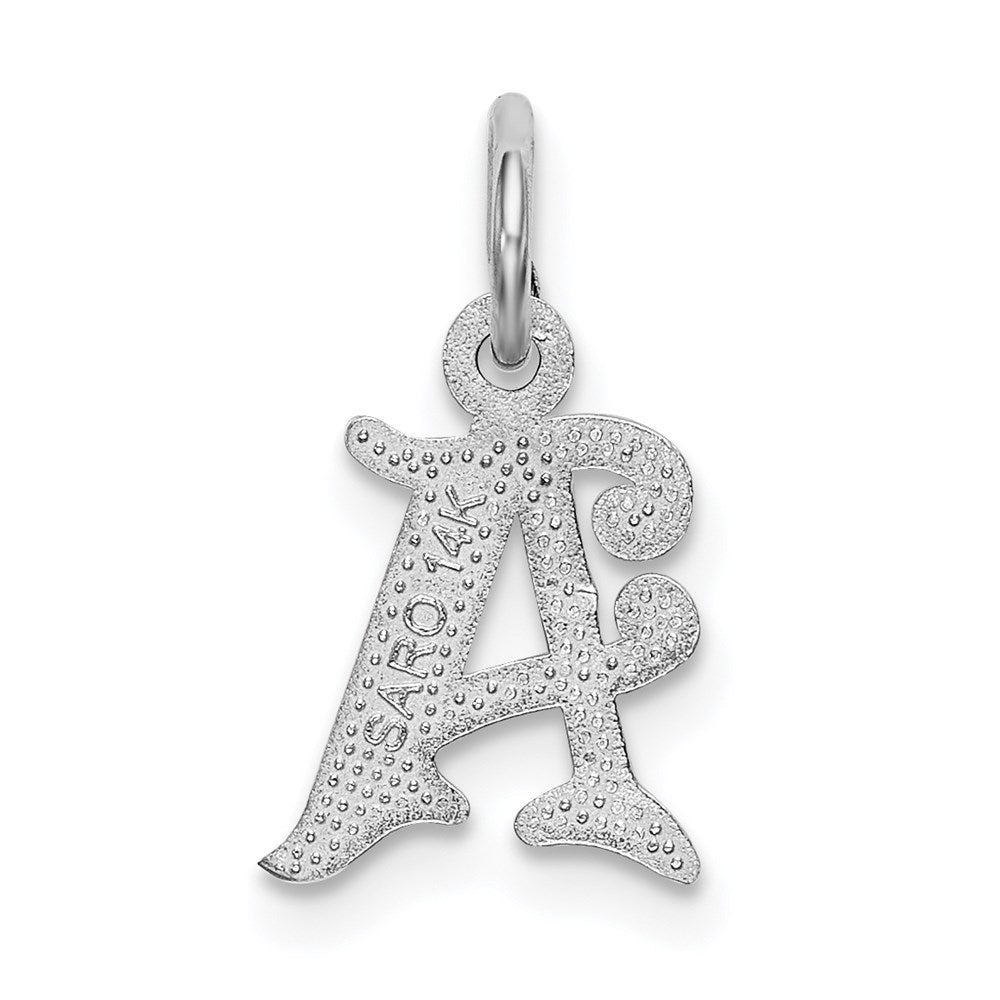 Million Charms 14K White Gold Themed Diamond-Cut Alphabet Letter Initial A Charm