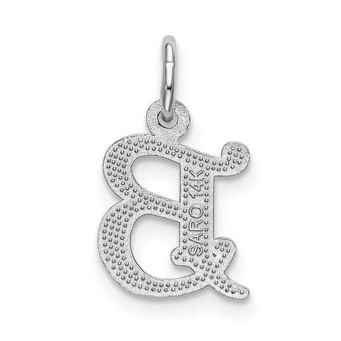 Million Charms 14K White Gold Themed Diamond-Cut Alphabet Letter Initial B Charm