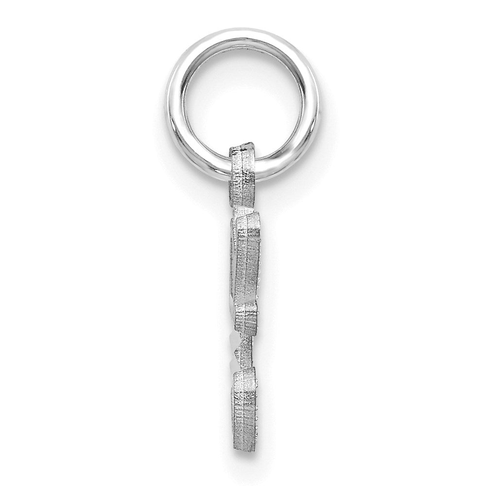 Million Charms 14K White Gold Themed Diamond-Cut Alphabet Letter Initial C Charm