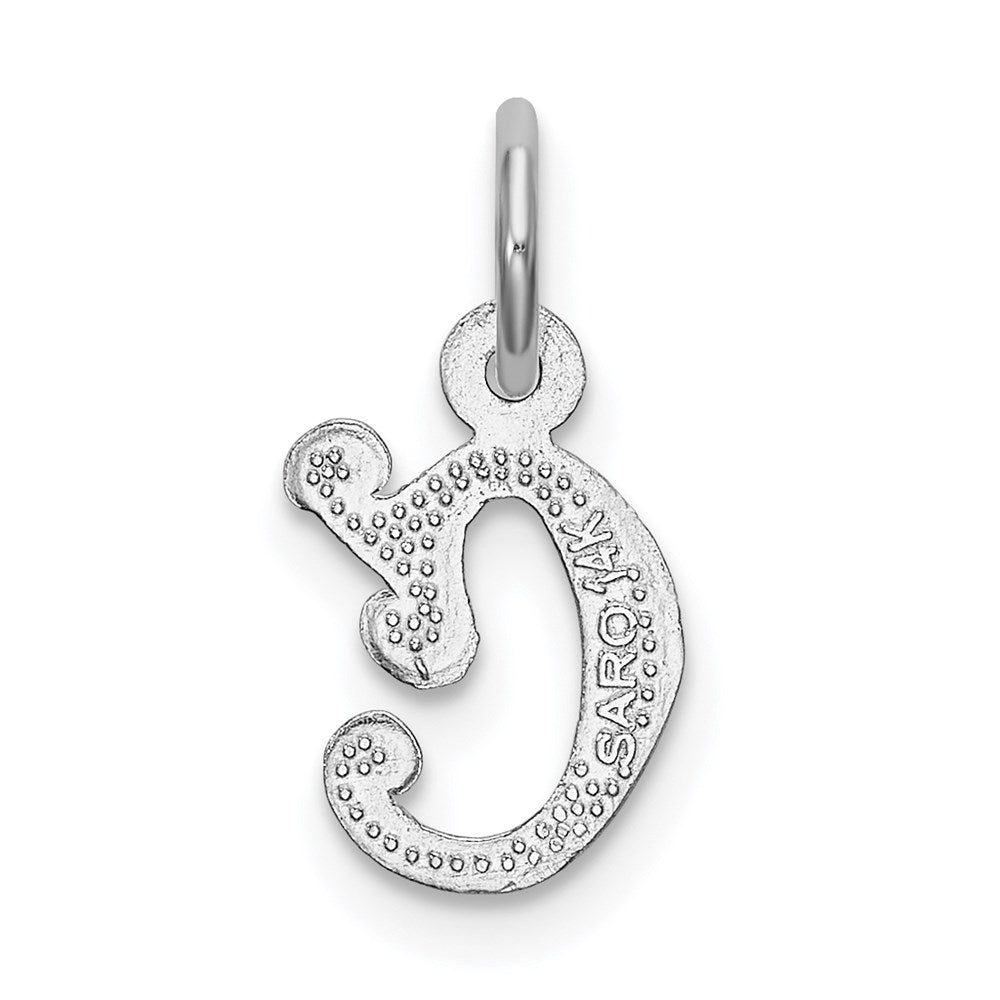 Million Charms 14K White Gold Themed Diamond-Cut Alphabet Letter Initial C Charm