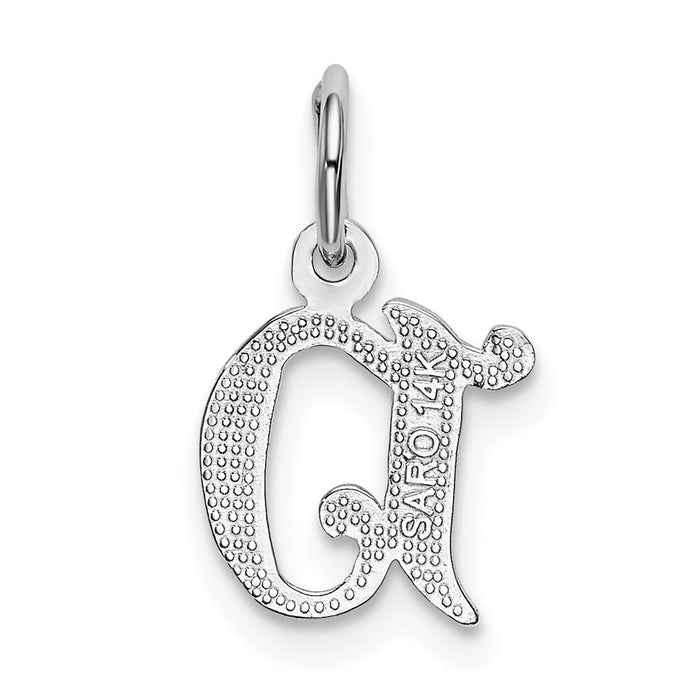 Million Charms 14K White Gold Themed Diamond-Cut Alphabet Letter Initial D Charm