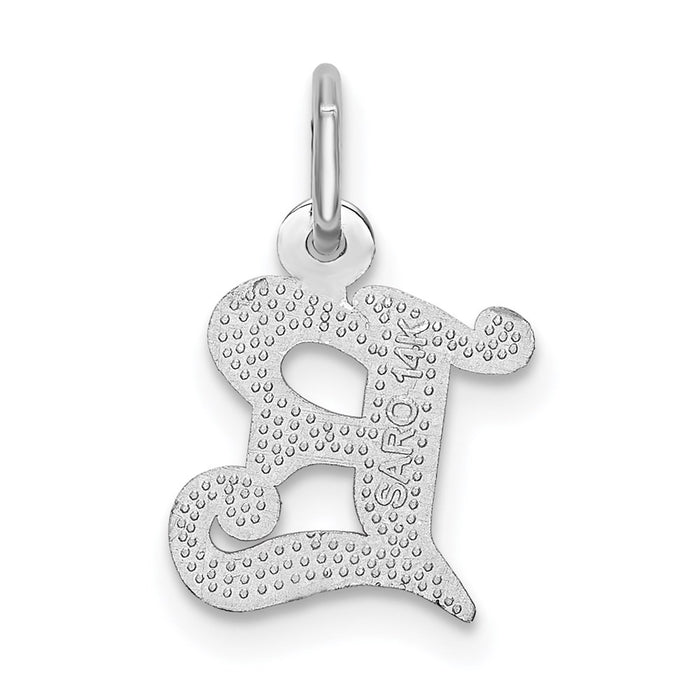 Million Charms 14K White Gold Themed Diamond-Cut Alphabet Letter Initial E Charm