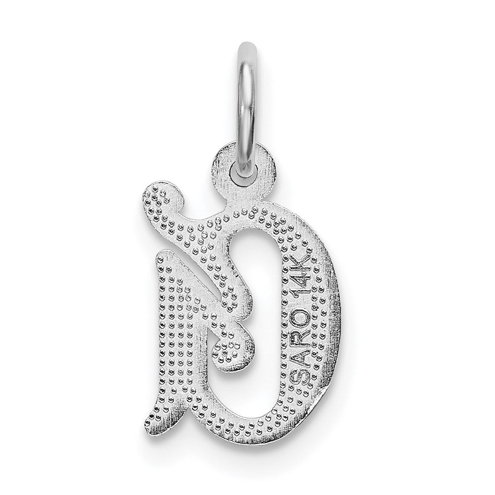 Million Charms 14K White Gold Themed Diamond-Cut Alphabet Letter Initial G Charm