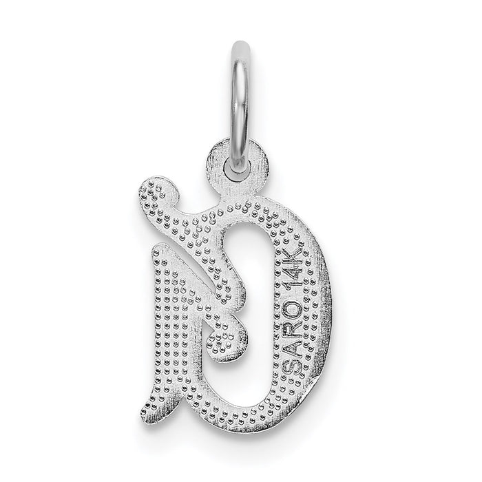 Million Charms 14K White Gold Themed Diamond-Cut Alphabet Letter Initial G Charm