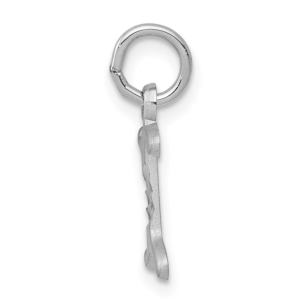Million Charms 14K White Gold Themed Diamond-Cut Alphabet Letter Initial I Charm