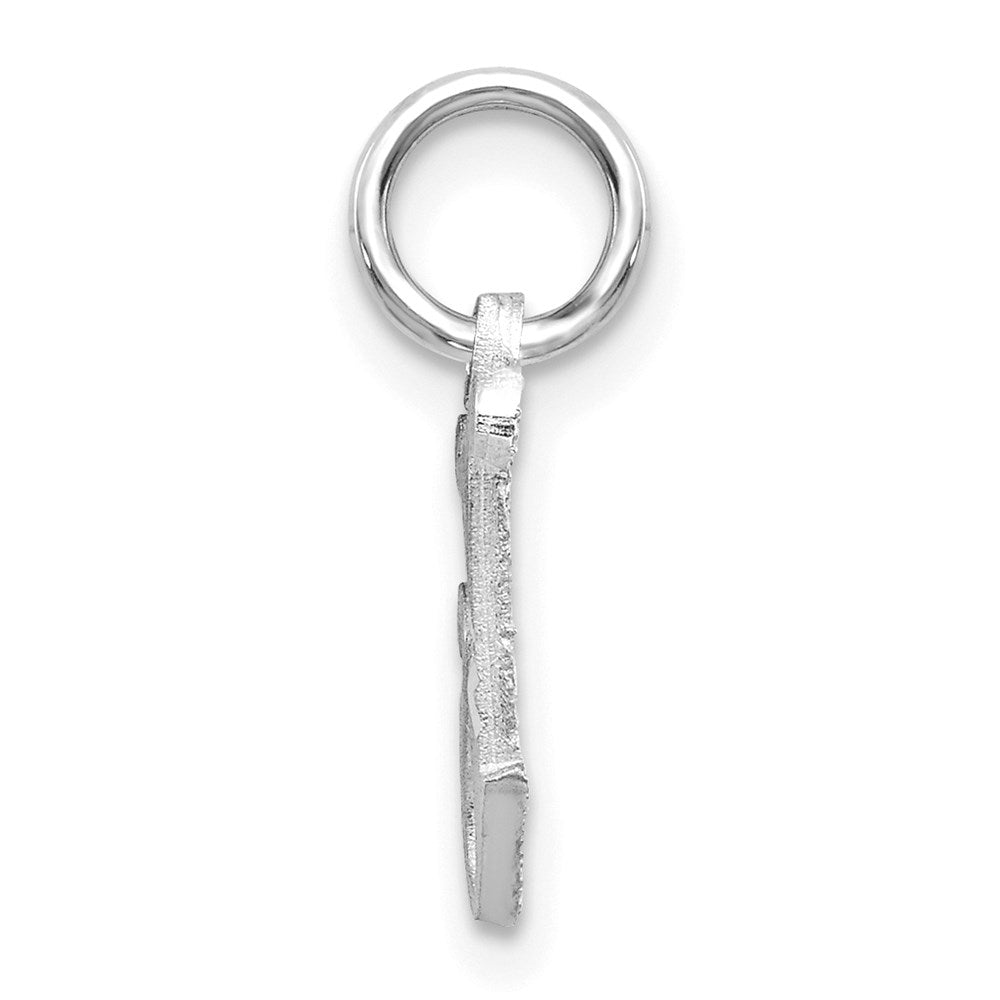 Million Charms 14K White Gold Themed Diamond-Cut Alphabet Letter Initial J Charm