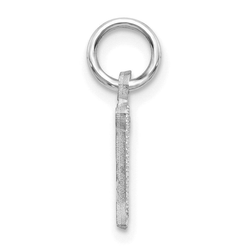 Million Charms 14K White Gold Themed Diamond-Cut Alphabet Letter Initial M Charm
