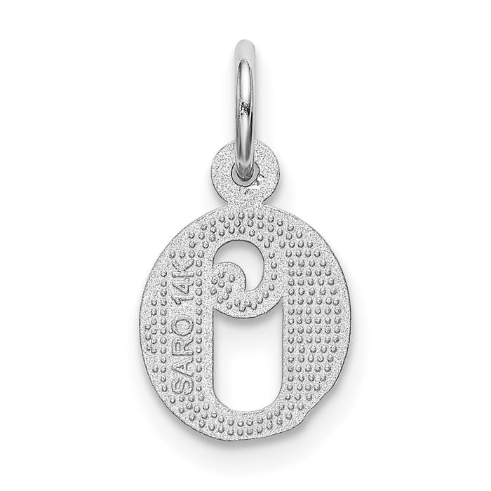 Million Charms 14K White Gold Themed Diamond-Cut Alphabet Letter Initial O Charm