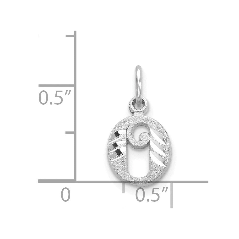 Million Charms 14K White Gold Themed Diamond-Cut Alphabet Letter Initial O Charm