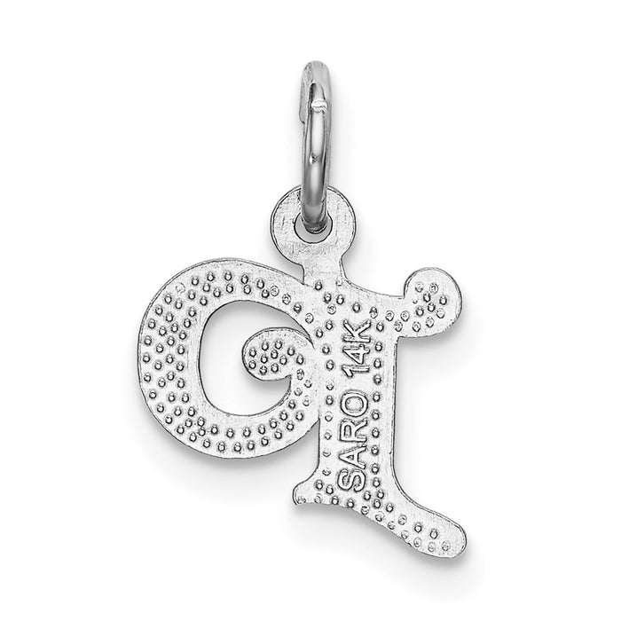 Million Charms 14K White Gold Themed Diamond-Cut Alphabet Letter Initial P Charm