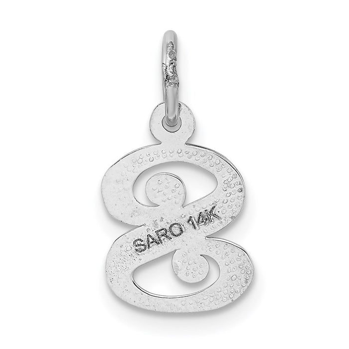 Million Charms 14K White Gold Themed Diamond-Cut Alphabet Letter Initial S Charm