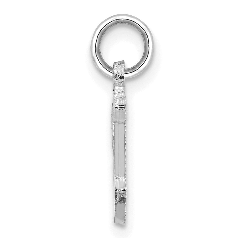 Million Charms 14K White Gold Themed Diamond-Cut Alphabet Letter Initial V Charm