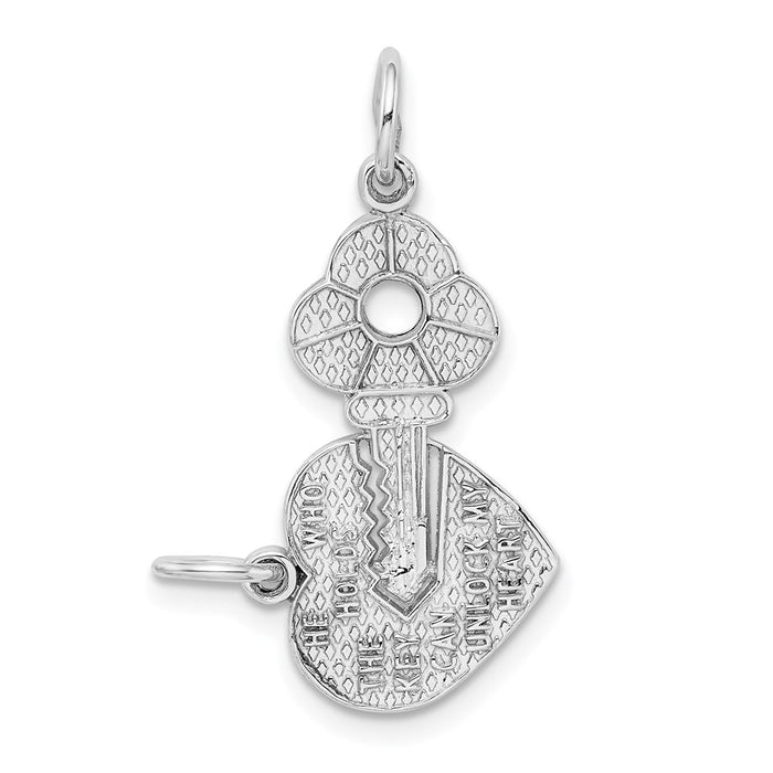 Million Charms 14K White Gold Themed Key & Heart Break-Apart Charm