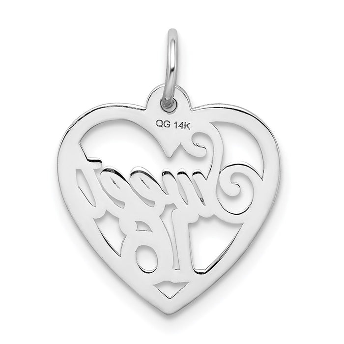 Million Charms 14K White Gold Themed Sweet 16 Birthday Heart Charm