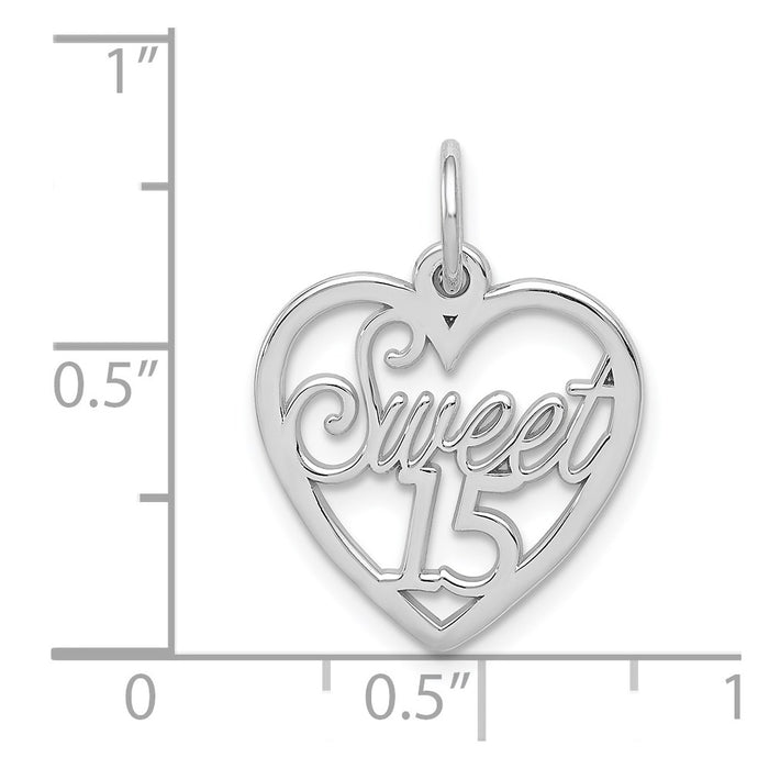 Million Charms 14K White Gold Themed Sweet 15 Birthday Anniversary Charm