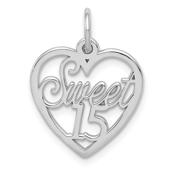 Million Charms 14K White Gold Themed Sweet 15 Birthday Anniversary Charm