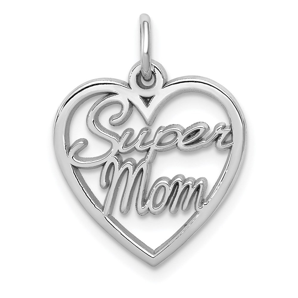 Million Charms 14K White Gold Themed Super Mom Charm