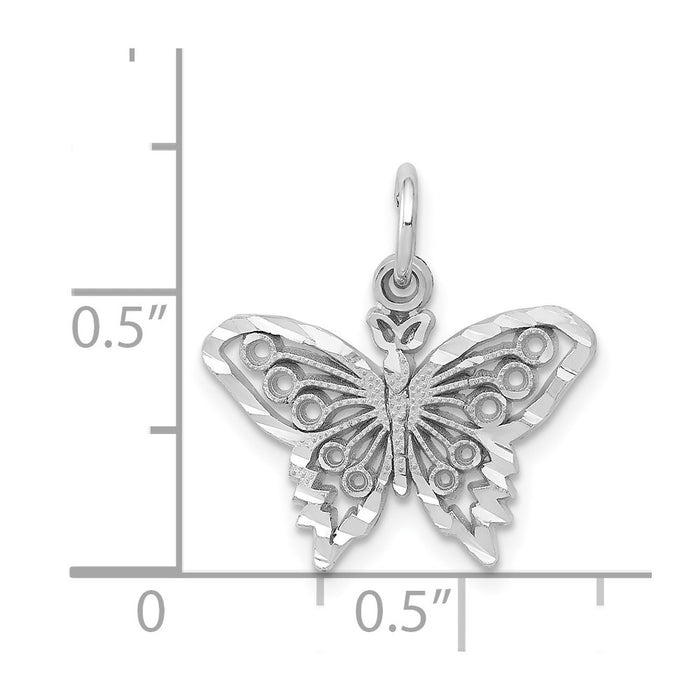 Million Charms 14K White Gold Themed Butterfly Charm