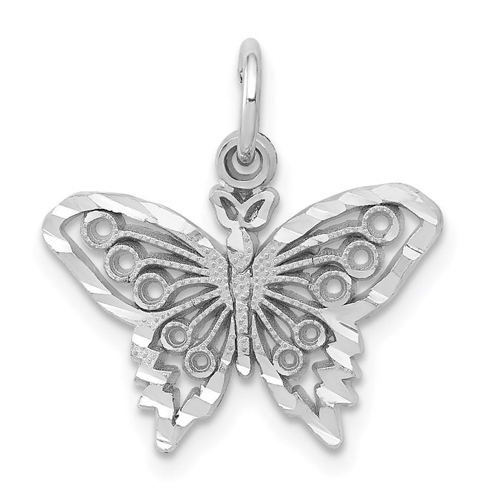 Million Charms 14K White Gold Themed Butterfly Charm