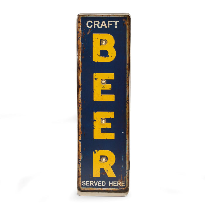 Occasion Gallery BROWN/YELLOW Color "Craft Beer" Metal Sign, LED Lighted, Wall Mountable.  5.25 L x 2 W x 18 H in.