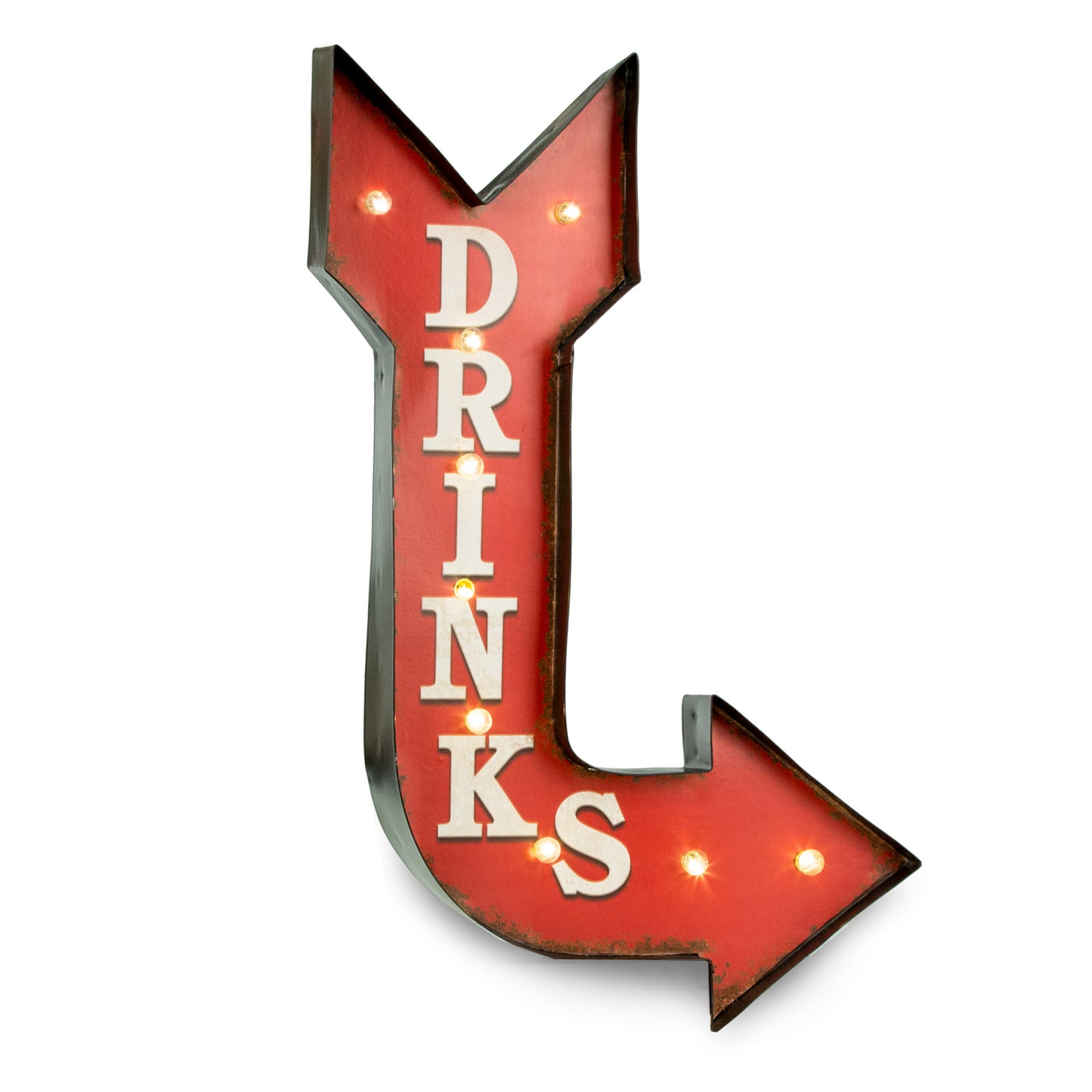 Occasion Gallery Black/Red/White Color Drinks Sign, LED Lighted, Wall Mountable. 14.5 L x 2 W x 22.5 H in.