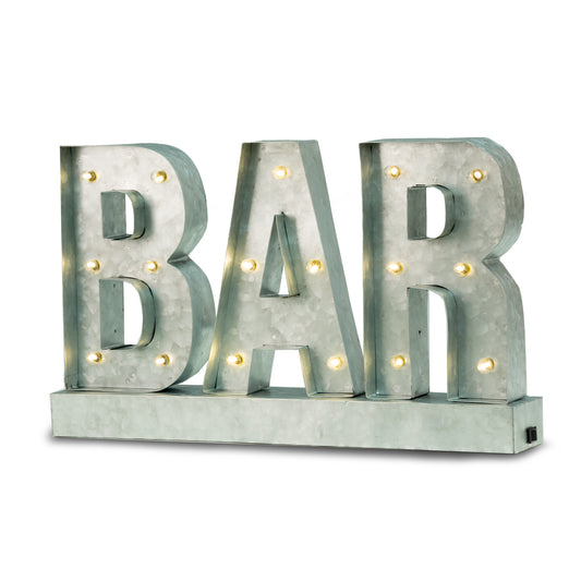 Occasion Gallery Silver Color Bar Sign, LED Lighted, Wall Mountable. 20 L x 3.5 W x 12 H in.